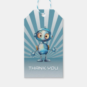 Etiquetas Para Regalos Tema de Blue Robot Cumpleaños Gracias