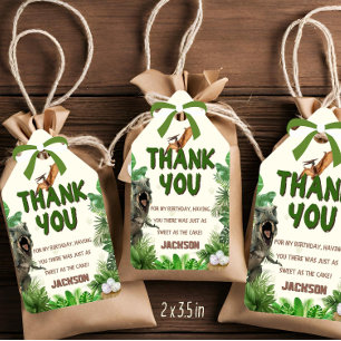Etiquetas Para Regalos Tema de los dinosaurios Gracias por favorecer etiq