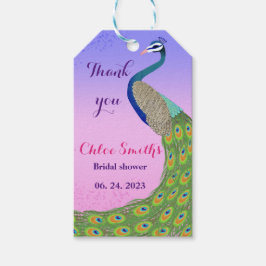 Etiquetas Para Regalos tema de pavo real rosa azul color ducha de soltera