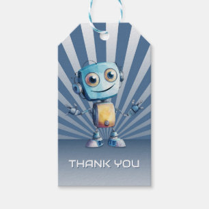 Etiquetas Para Regalos Tema de Retro Robot Cumpleaños Gracias