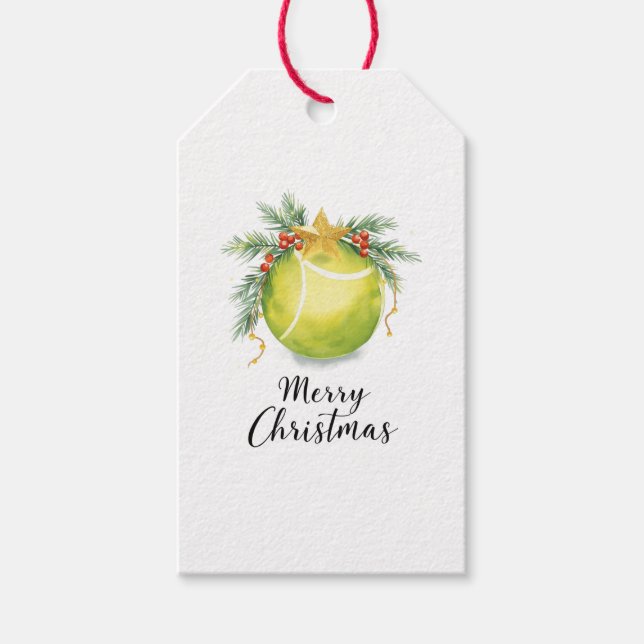 Etiquetas Para Regalos Tennis Ball Christmas  (Anverso)