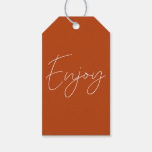 Etiquetas Para Regalos Terracota Caligrafía Elegante Disfruta Hecho a Man