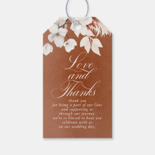 Etiquetas Para Regalos Terracota y flores blancas amor y agradecimiento