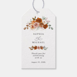 Etiquetas Para Regalos Terracotta Burnt Orange Floral Wedding