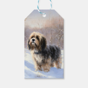Etiquetas Para Regalos Terrier Tibetano Deja que nieve Navidad