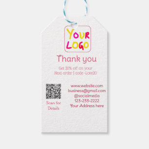 Etiquetas Para Regalos texto simple mínimo agregue su logotipo/diseño aqu