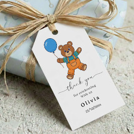 Etiquetas Para Regalos Thank you Baby Shower for Boy Blue Balloon Bear 