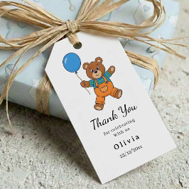 Etiquetas Para Regalos Thank you Baby Shower for Boy Blue Balloon Bear 