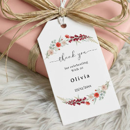 Etiquetas Para Regalos Thank you boho floral Baby Shower red wildflower 
