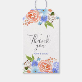 Etiquetas Para Regalos Thank You watercolor blue and peach florals