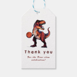 Etiquetas Para Regalos Three-Rex basketball Dino birthday