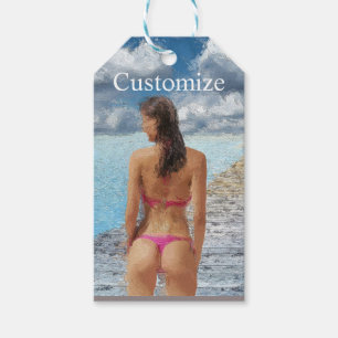 Etiquetas Para Regalos Thunder_Cove, Chica de bikini