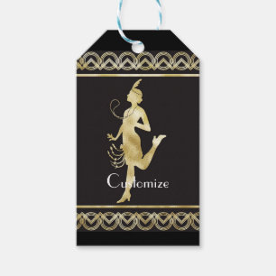 Etiquetas Para Regalos Thunder_Cove, Chica de Flapper de 1920