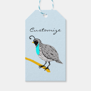Etiquetas Para Regalos Thunder_Cove de codorniz pelado con Blue Bobwhite