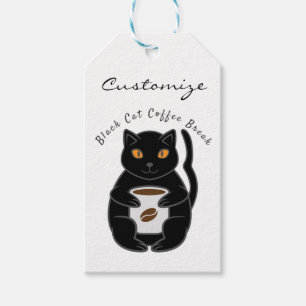 Etiquetas Para Regalos Thunder_Cove de rotura de café para gato negro