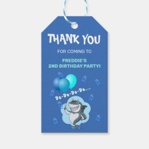 Etiquetas Para Regalos Tiburón lindo Cumpleaños Azul Personalizado