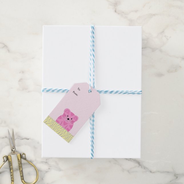 Etiquetas Para Regalos Tigre de dibujos animados lindo (Con cuerda)