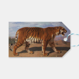 Etiquetas Para Regalos Tigre salvaje acechando su presa (por Rosa Bonheur