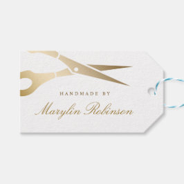 Etiquetas Para Regalos Tijeras de oro | Elegante en blanco y negro hecho 