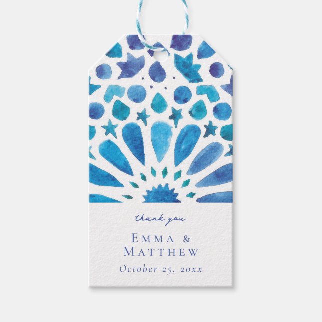 Etiquetas Para Regalos Tile azul acuático (Anverso)