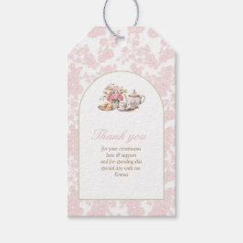 Etiquetas Para Regalos Time for Tea Pink Toile Baby Shower Tag