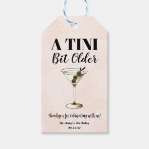 Etiquetas Para Regalos Tini Bit Older Minimal Martini Cocktail Cumpleaños