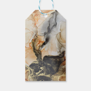 Etiquetas Para Regalos Tinta Alcohólica Abstracto Oro Negro Naranja
