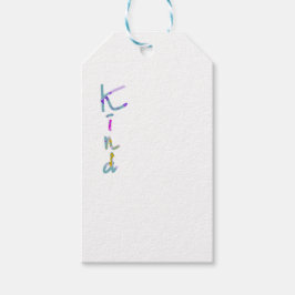 Etiquetas Para Regalos Tipografía artística KIND colorida e inspiradora