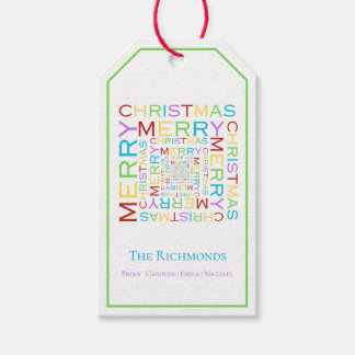 Etiquetas Para Regalos Tipografía brillante y colorida de Feliz Navidad