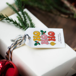 Etiquetas Para Regalos Tipografía Colorida y Divertida Ho Ho Ho Personali