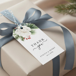 Etiquetas Para Regalos Tipografía con guión boho Evergreen Boda Gracias