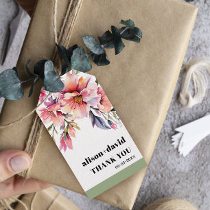 Etiquetas Para Regalos Tipografía de rama y flores de rododendro boda