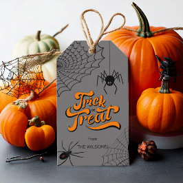 Etiquetas Para Regalos Tipografía de truco o tratamiento con Spiders ID68