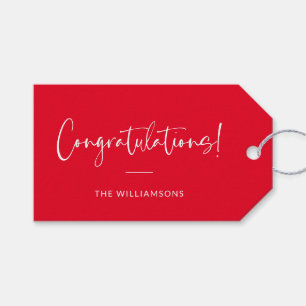Etiquetas Para Regalos Tipografía minimalista personalizada en rojo Felic