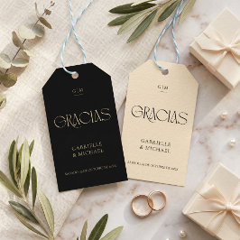 Etiquetas Para Regalos Tipografía Moderna Negra Crema Agradecimiento de B