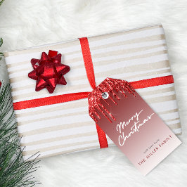 Etiquetas Para Regalos Tipografía moderna Purpurina rojo elegante Minimal