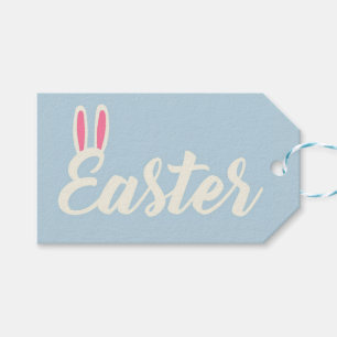 Etiquetas Para Regalos Título de Pascua en guión de color azul claro