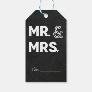 Etiquetas Para Regalos Tiza de pizarra Sr. y Sra. Compromiso de boda
