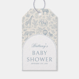 Etiquetas Para Regalos Toile De Jouy Safari Animales Blue Boy Baby Shower
