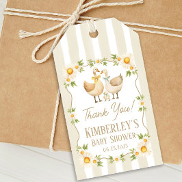 Etiquetas Para Regalos Tonta Fiesta de Bebé de Ganso Amarillo Daisy