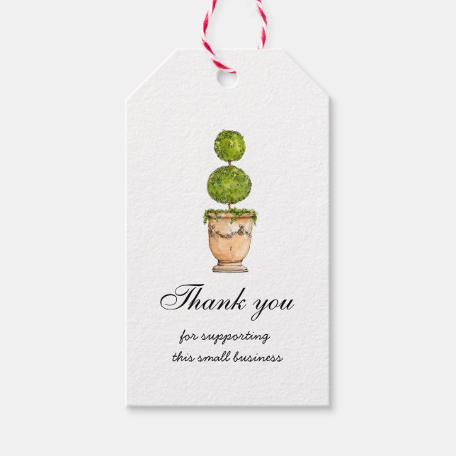 Etiquetas Para Regalos Topiary Gracias por apoyar a las pequeñas empresas (Anverso)