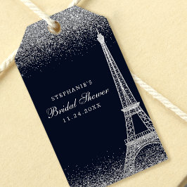 Etiquetas Para Regalos Torre Eiffel de París Bridal Shower Brillo de Plat