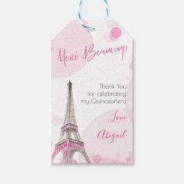 Etiquetas Para Regalos Torre Eiffel Rosa Quinceanera de París Gracias