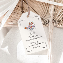 Etiquetas Para Regalos Torta de boda con floreros dibujados a mano y capr