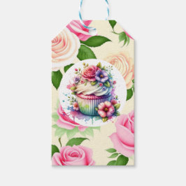 Etiquetas Para Regalos Torta de cumpleaños de Shabby Chic Floral de ida y
