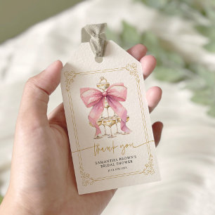 Etiquetas Para Regalos Torta Nupcial con Lazo Coquette Rosa