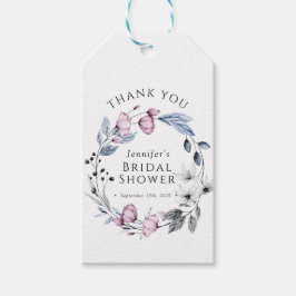 Etiquetas Para Regalos Torta Nupcial de Flores de Acuarela Rosadas y Azul