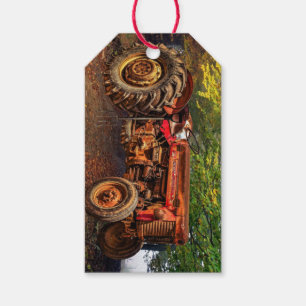 Etiquetas Para Regalos Tractor de granjas rojas Vintage