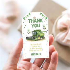 Etiquetas Para Regalos Tractor Verde Moderno Granja Cumpleaños 1 