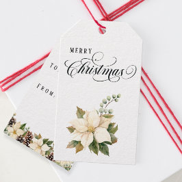 Etiquetas Para Regalos Traditional Christmas White Poinsettia Doublesided